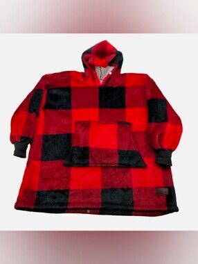Catalonia Oversized Wearable Blanket Hoodie Red/black